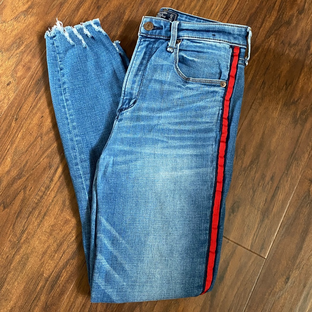 Abercrombie & Fitch Blue Denim High-Rise Ankle Jeans